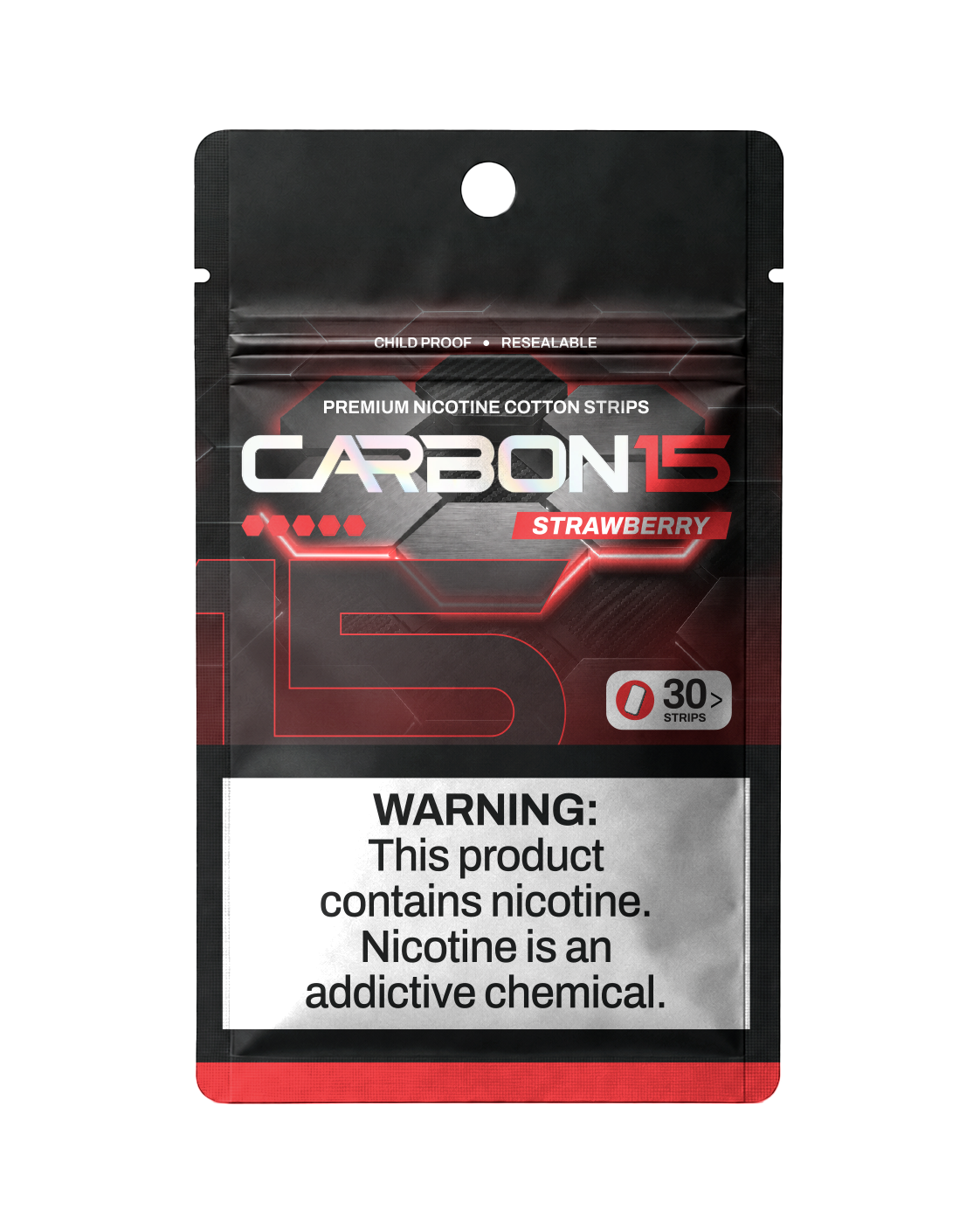 Carbon 15 Strawberry 20mg Nicotine Strips | 30 Strips